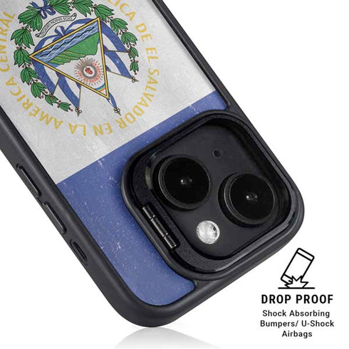 El Salvador Flag Distressed iPhone 14 Kickstand Case
